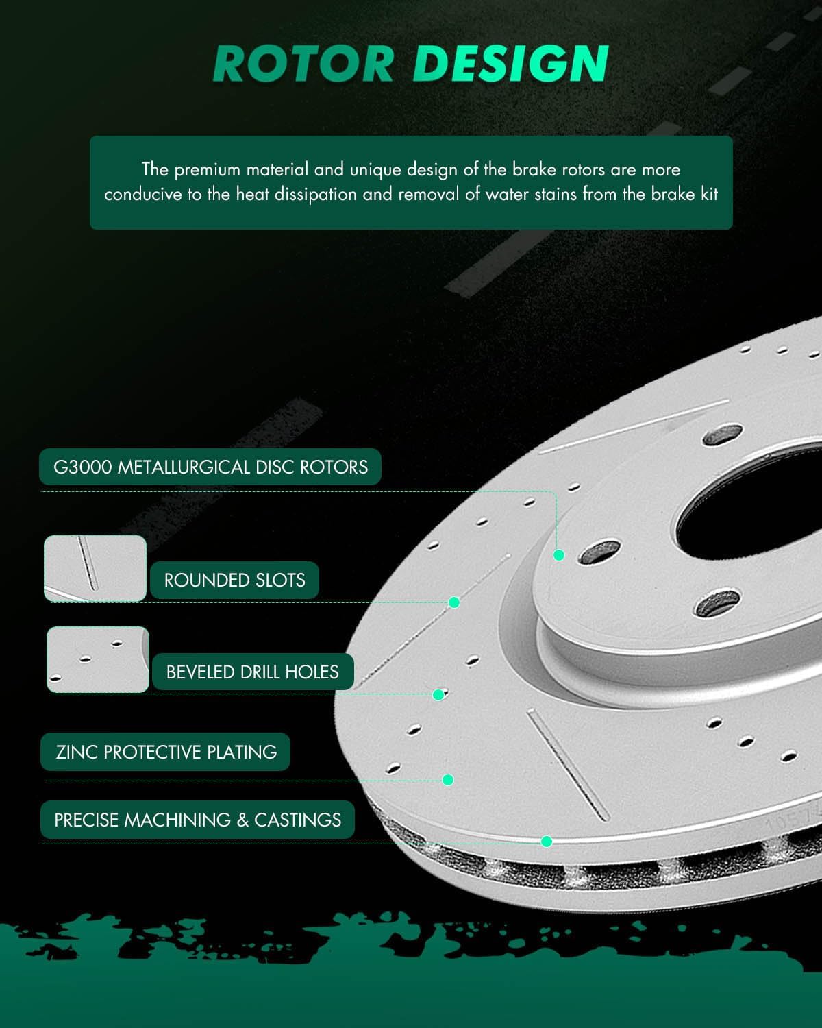 SCITOO Pads and Rotors Kits,Brake Kits Suitable for Chrysler Pacifica Town & Country,for Dodge Grand Caravan Journey,Front Drilled and Slotted Dics Rotors Ceramic Brake Pads