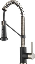 KRAUS Bolden 18-Inch Single Handle Spot Free Stainless Steel/Matte Black Commercial Style Pull-Down Kitchen Faucet with Dual Function Sprayer, KPF-1610SFSMB (Pack of 1)