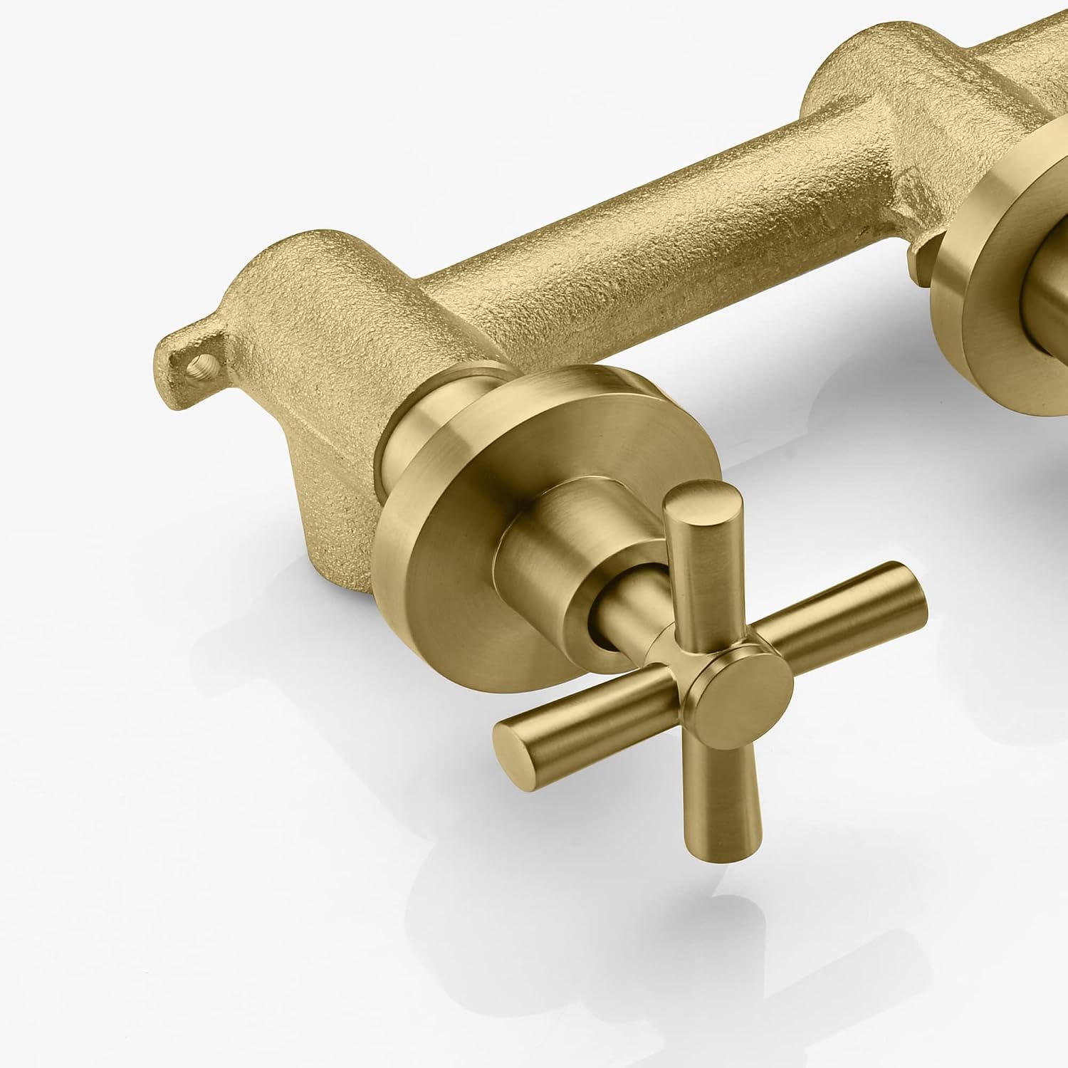 SUMERAIN Tub Faucet Wall Mount Tub Filler High Flow Bathtub Faucet Brushed Gold with Rough in Valve, Two Cross Handles