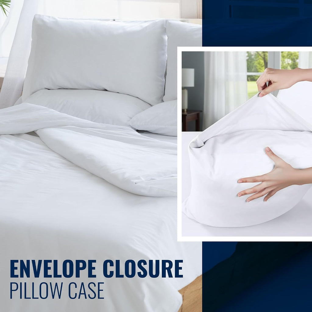 Bulk 72 Pack White King Pillowcases 21x33 — Premium T-200 Poly Cotton Pillow Covers with Envelope Closure — Economical Pillow Cases for Hotels, Hospitals & Airbnb