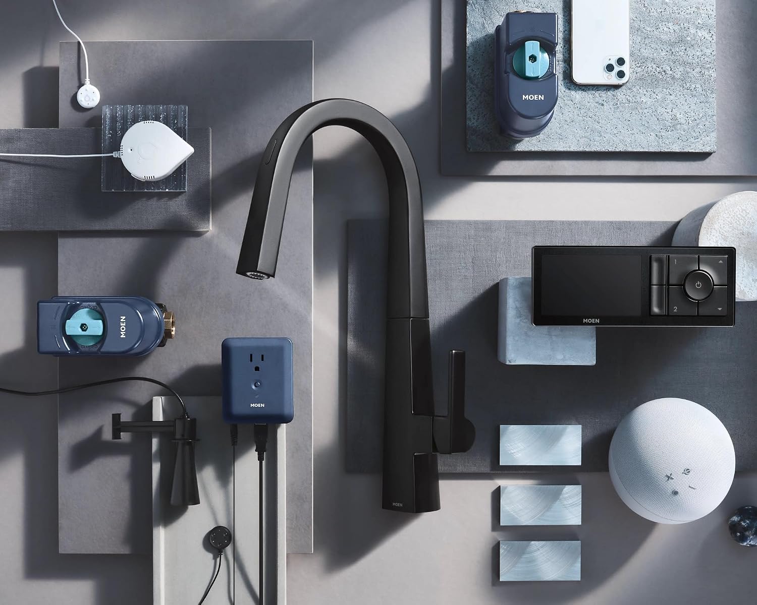 Moen Matte Black Smart Shower 2-Outlet Digital Water System Controller for Thermostatic Shower Valve, TS3302BL