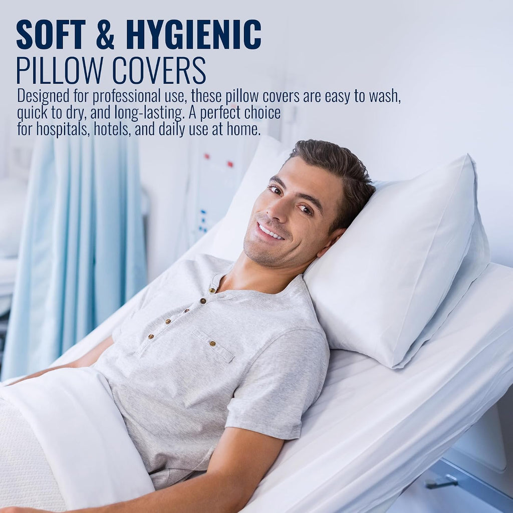 Bulk 72 Pack White King Pillowcases 21x33 — Premium T-200 Poly Cotton Pillow Covers with Envelope Closure — Economical Pillow Cases for Hotels, Hospitals & Airbnb