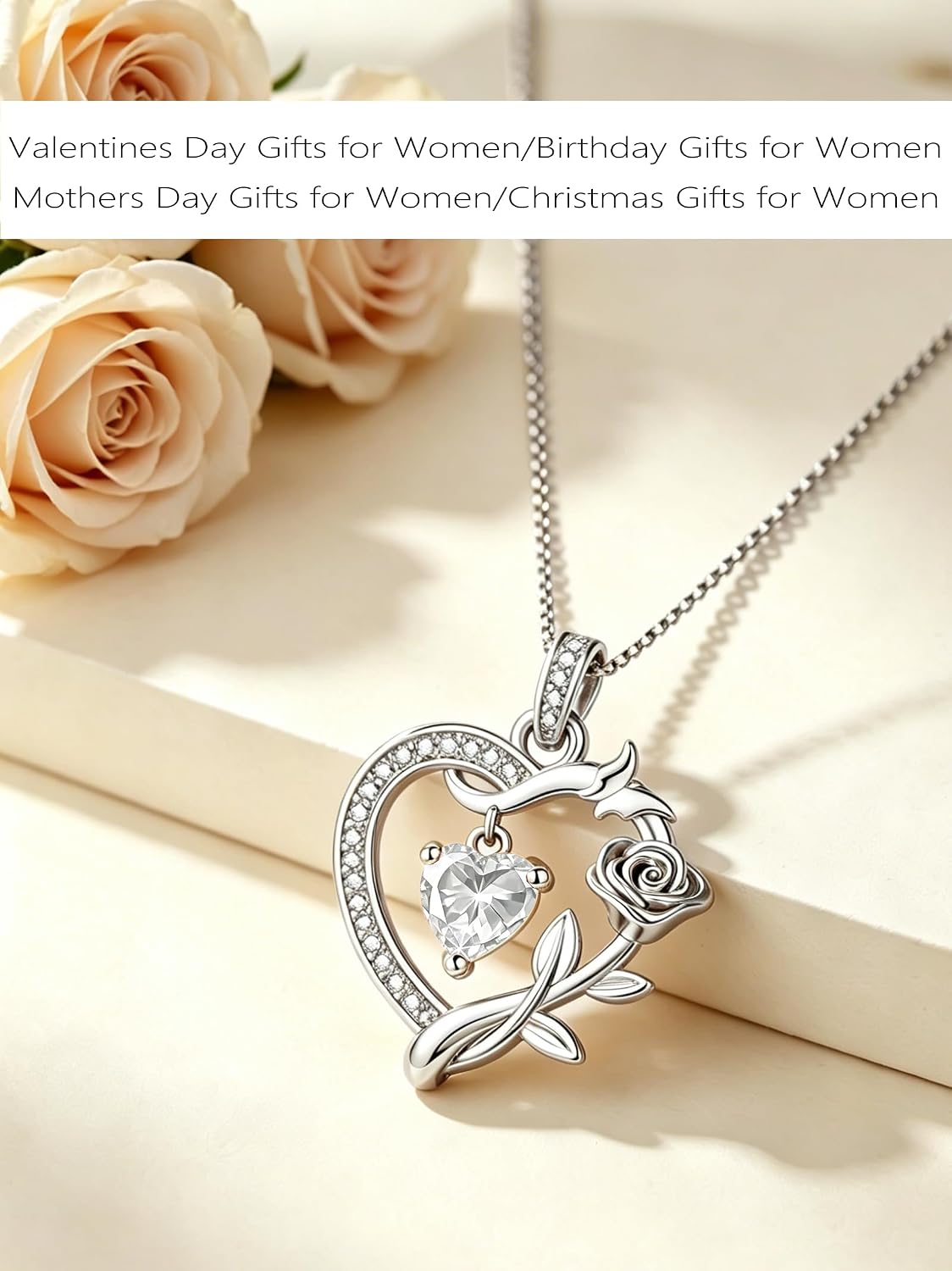 HeartMelody Heart Necklaces for Women Gold,14k 18K White Gold Plated Dainty Rose Butterfly Necklace with Garnet Birthstone Pendant Necklace Everyday Jewelry Birthday Christmas Gifts for Women Mom Her
