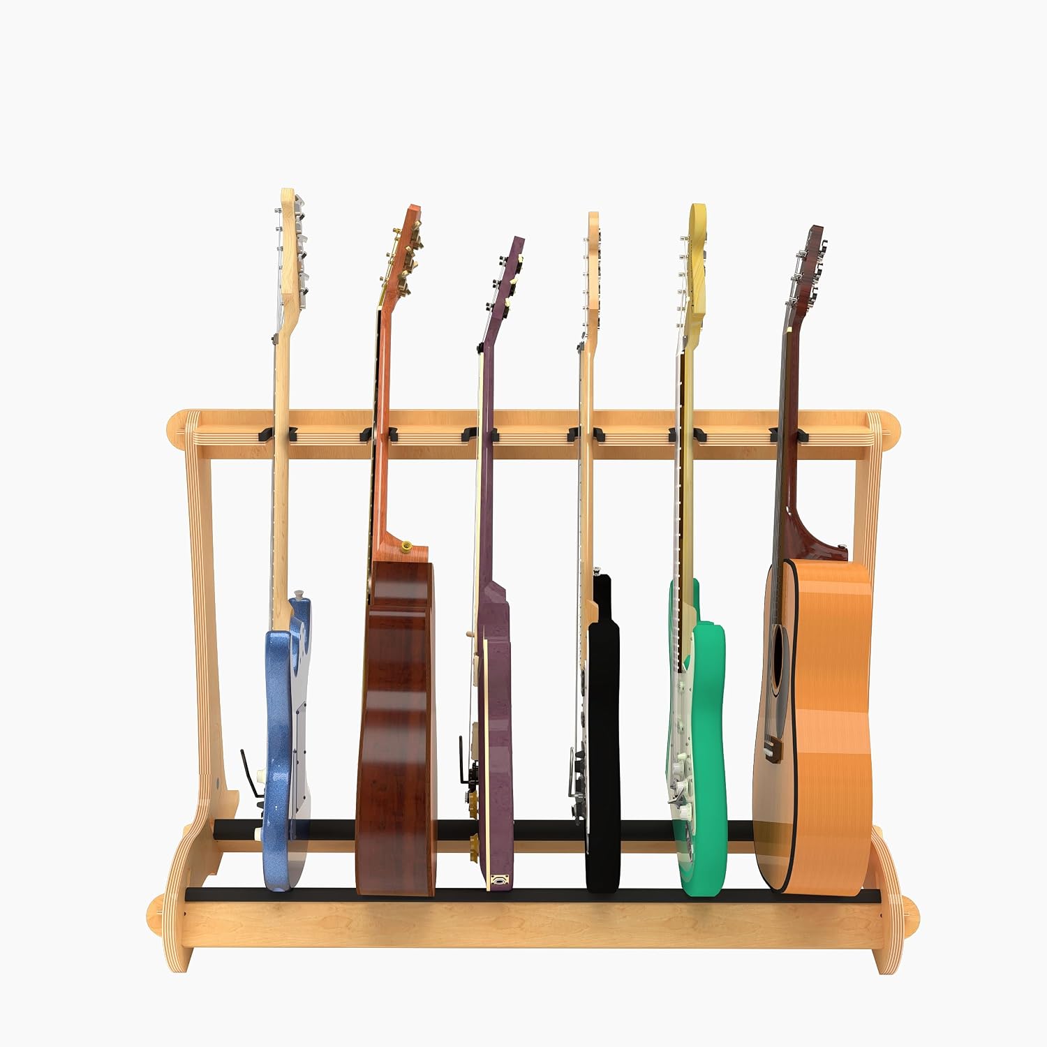 A&S Crafted Products 6 Guitar Stand for Acoustics & Electrics - The VersaRack | Nitro Safe Hardwood Rack | Made in U.S.A.