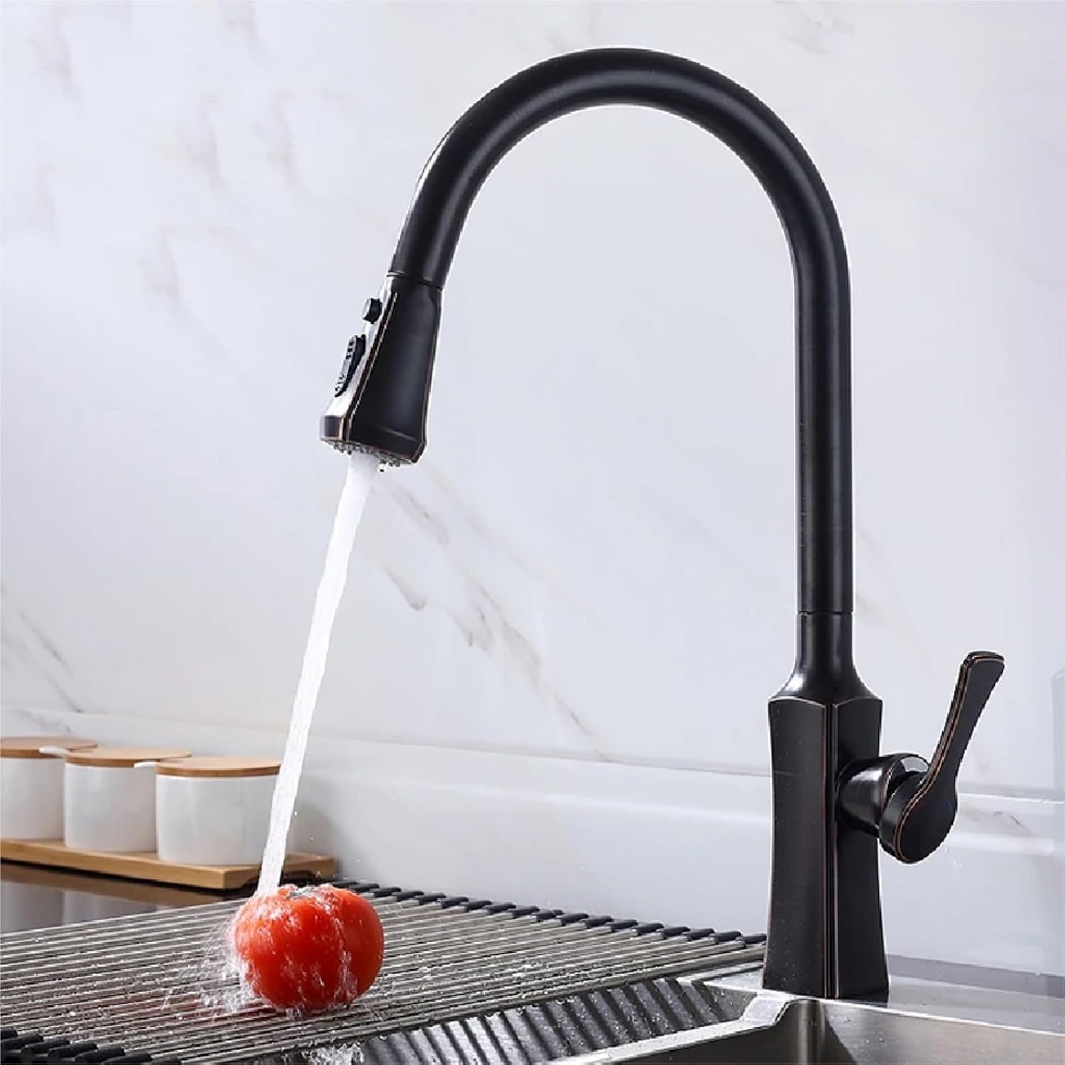 Kitchen Faucet Pull Out 2 Function Head Kitchen Sink Mixers Deck Mounted Spring Mixer Faucet(Chrome)