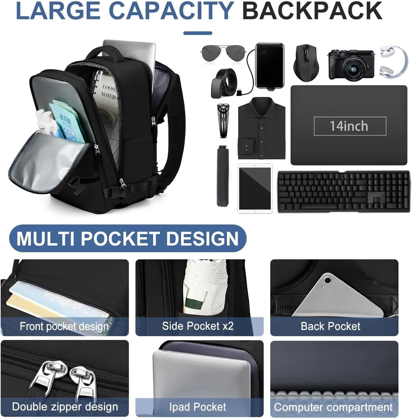 Vacuum Bags For Travel Men's Compression Backpack 14 Inch Laptop Business Large Capacity School