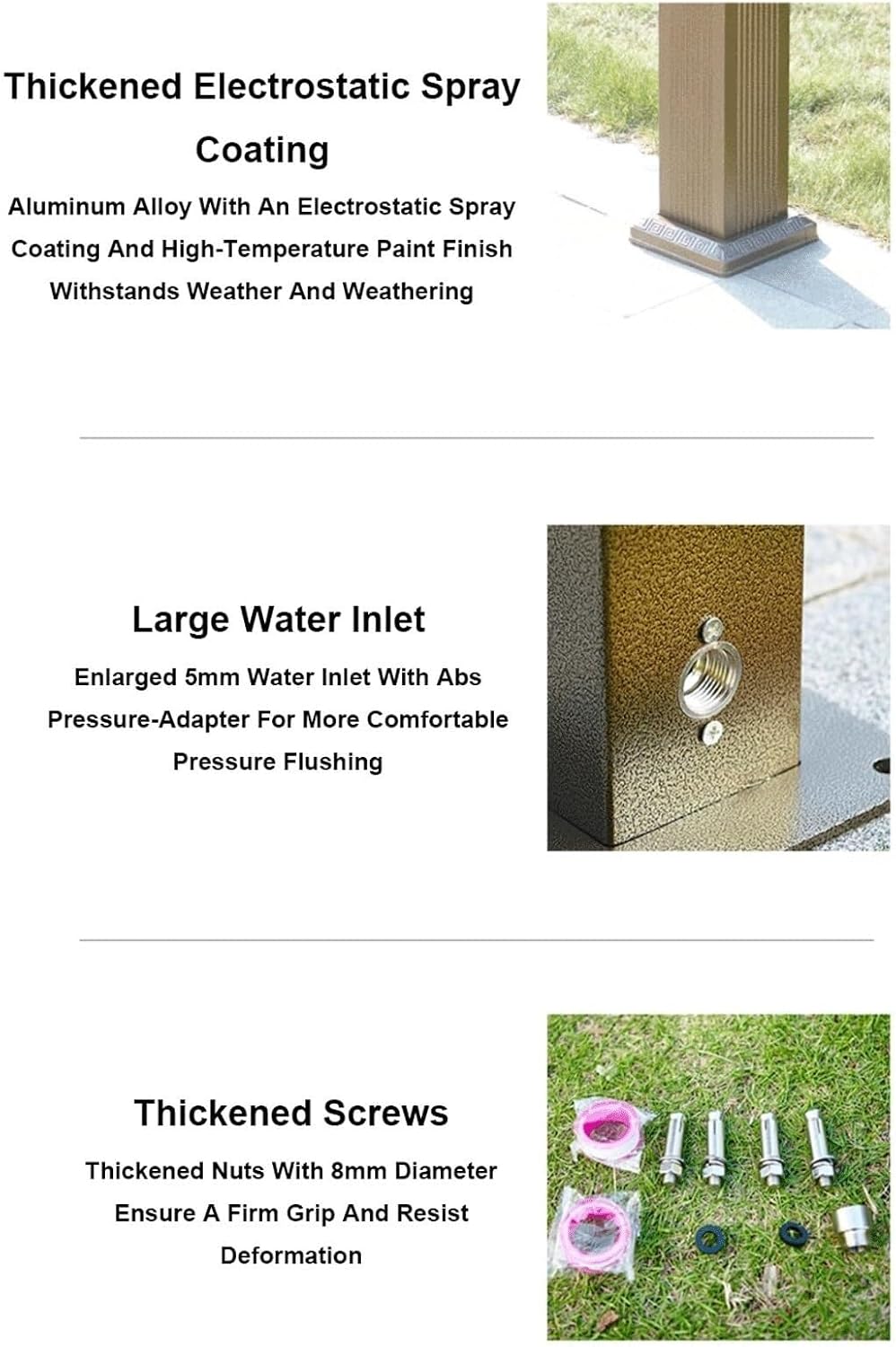 Square Water Column Garden Antifreeze Water Tap Hot and Cold Water Hose Stand with Faucet Outdoor Floor Mounted Fountain Hydrant(Grey)