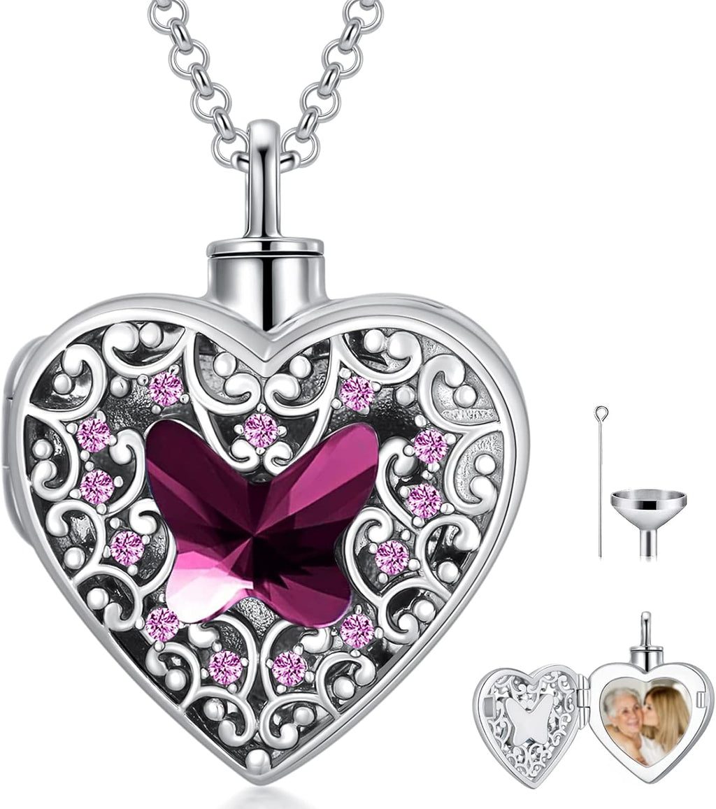 Dorunmo Personalized Heart Urn Locket Necklace for Ashes and Pictures 925 Sterling Silver Customized Locket Memorial Keepsake Cremation Jewelry for Ashes for Women Men Keep Someone Near to You