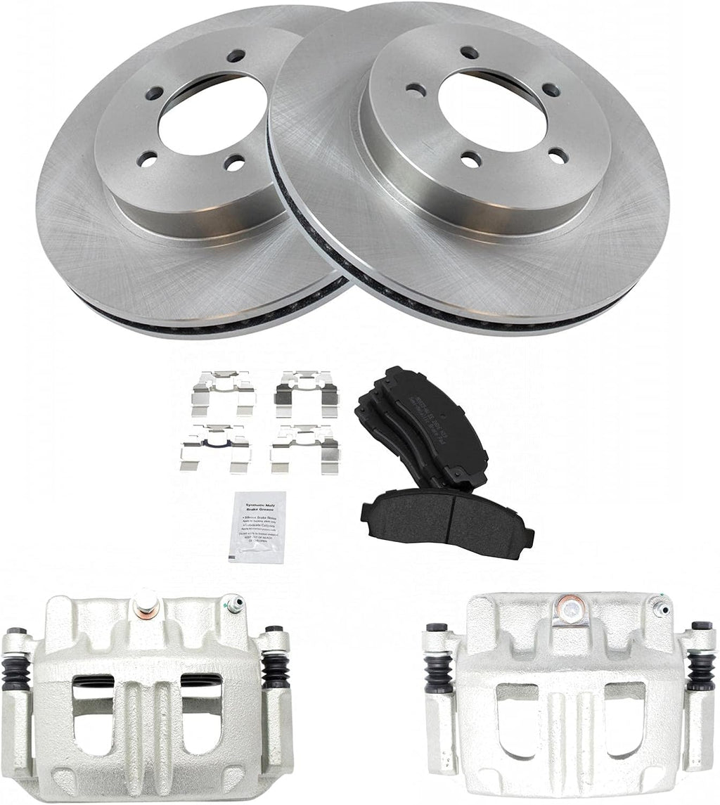 TRQ Front Brake Pad and Rotor Set Semi Metallic Vented Rotors Calipers Compatible with 2002-2005 Ford Explorer 2002-2005 Mercury Mountaineer