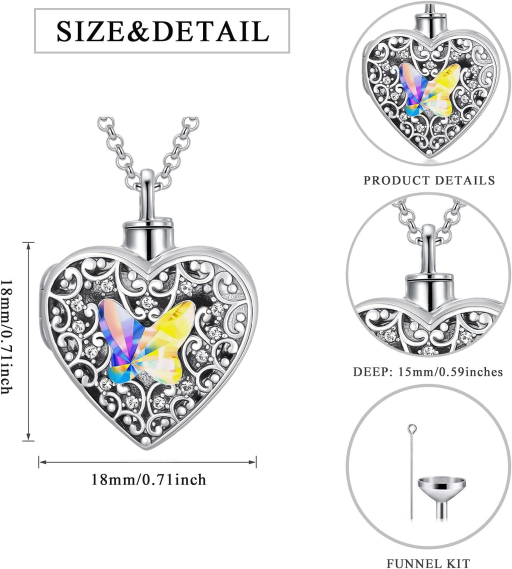 Dorunmo Personalized Heart Urn Locket Necklace for Ashes and Pictures 925 Sterling Silver Customized Locket Memorial Keepsake Cremation Jewelry for Ashes for Women Men Keep Someone Near to You