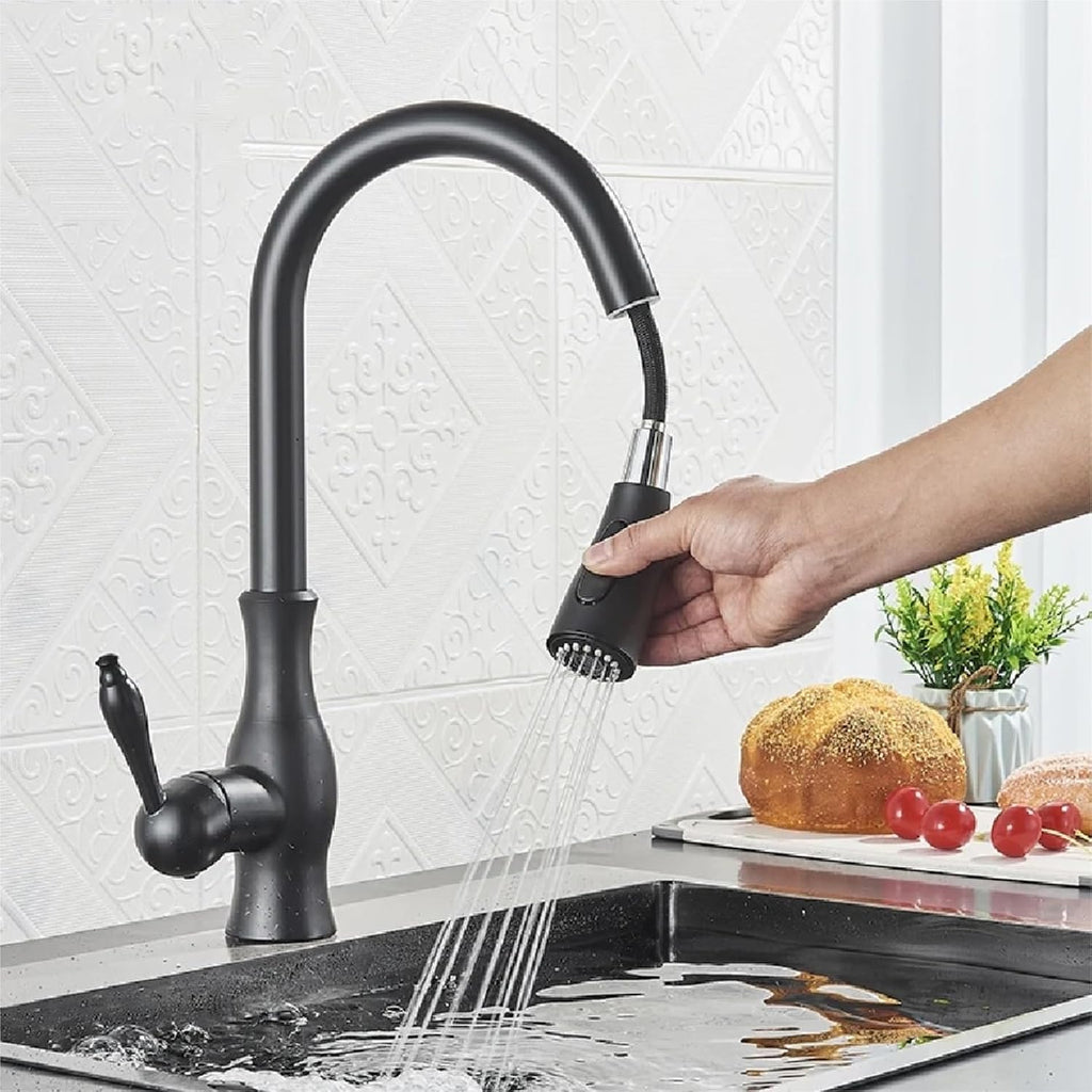 Pull Out Kitchen Faucet Shower/Stream Model Spout Tap Deck Mount Single Handle Cold Hot Water Mixer Tap(Brushed Nickel)