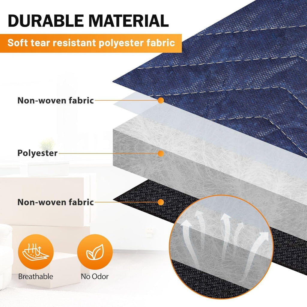 24 Moving Packing Blankets 80 x 72 Inches (35 lb/dz) Heavy Duty Moving Pads for Protecting Furniture Professional Quilted Shipping Furniture Pads (Dark Blue 24PCS)