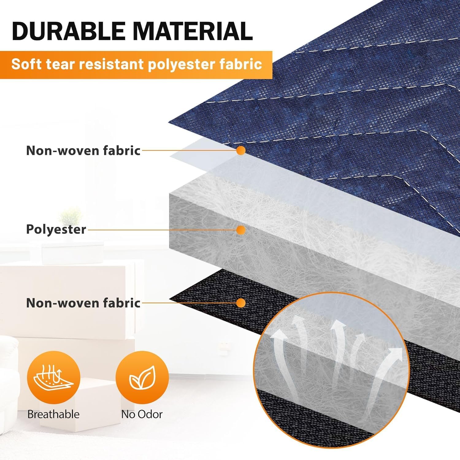 24 Moving Packing Blankets 80 x 72 Inches (35 lb/dz) Heavy Duty Moving Pads for Protecting Furniture Professional Quilted Shipping Furniture Pads (Dark Blue 24PCS)