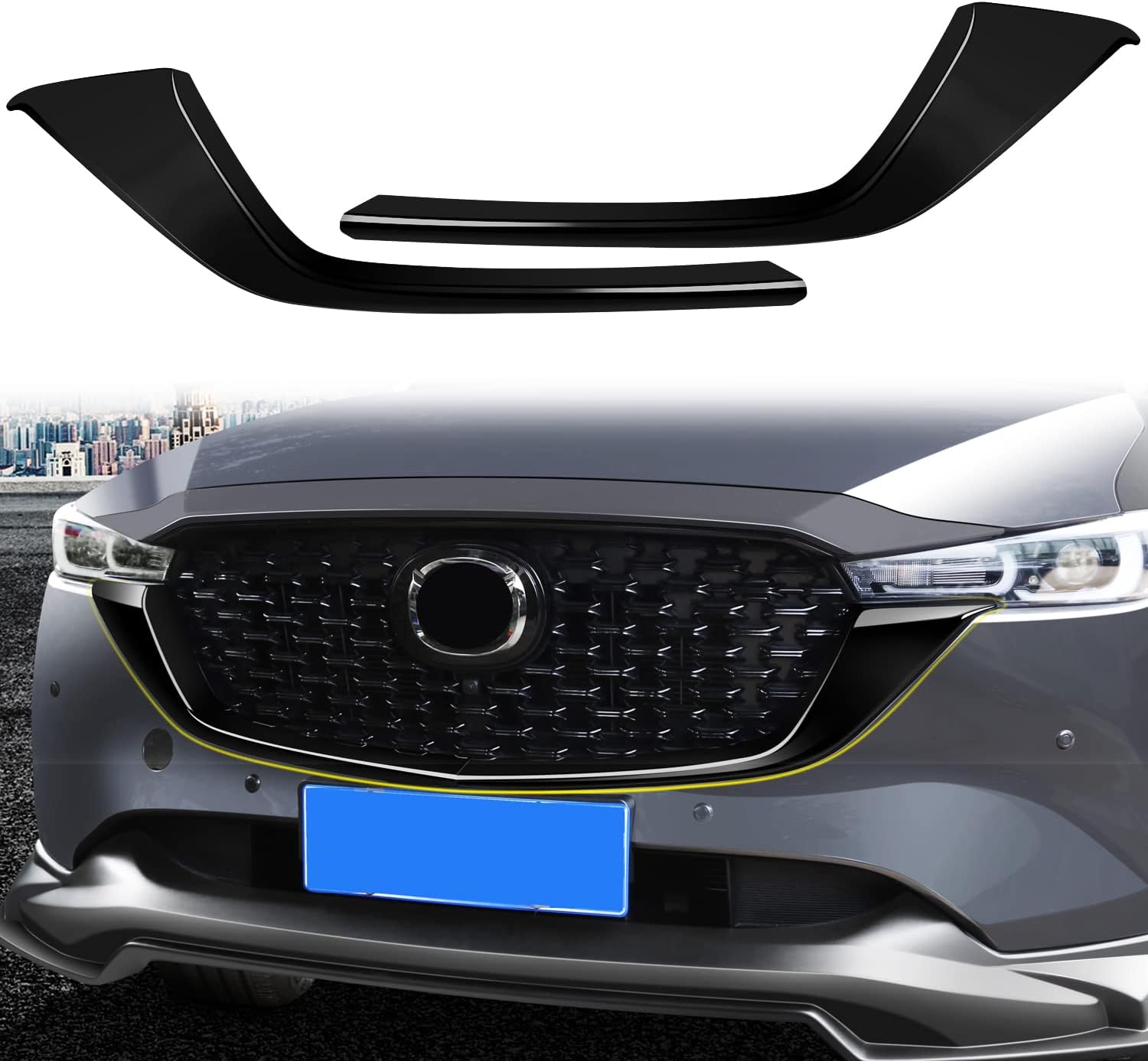 HIGH FLYING for Mazda CX-5 CX5 2022 2023 2024 2025 Exterior Accessories Car Front Grille Inserts Cover Molding ABS Glossy Black 2pcs