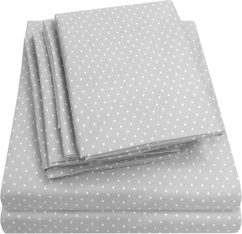 Sweet Home Collection Cal King Size Bed Sheets - 6 Piece 1500 Thread Count Fine Brushed Microfiber Deep Pocket Set - Extra Pillow Cases, Great Value, California King, Dot Gray (Pack of 12)