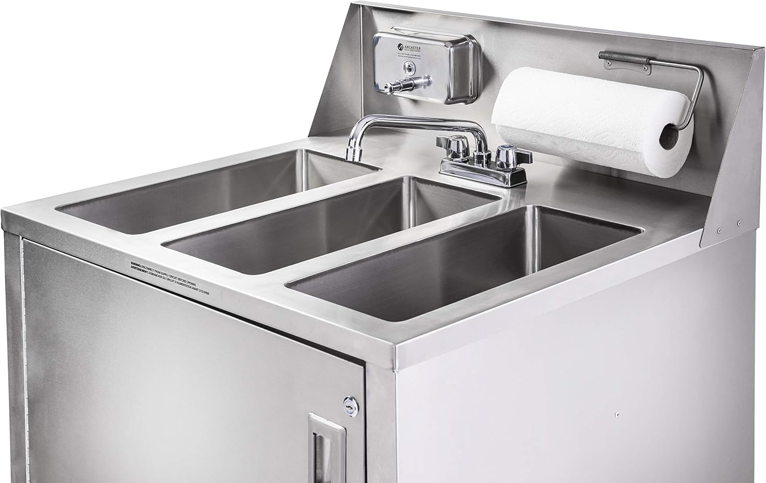 AFE TB101 Triple Basin Stainless Steel Portable Sink with Hot Water