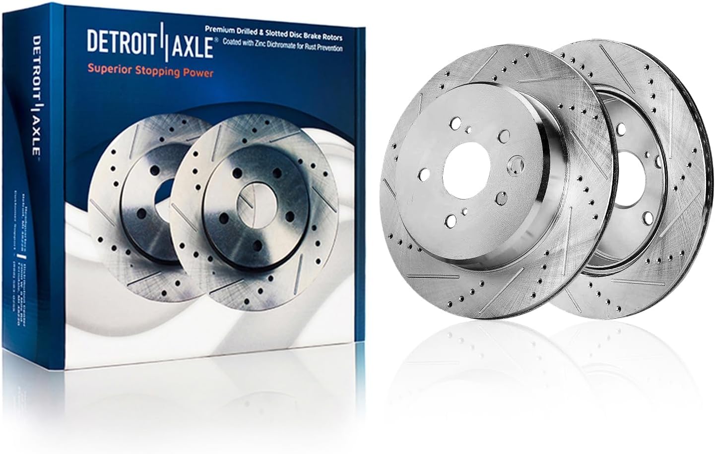 Detroit Axle - Brake Kit for Lexus GS350 IS350 IS200t RC350 GS200t GS450h IS300 RC200t RC300, 13.15' inch Front and 12.20' inch Rear Drilled and Slotted Disc Brakes Rotors Ceramic Brake Pads
