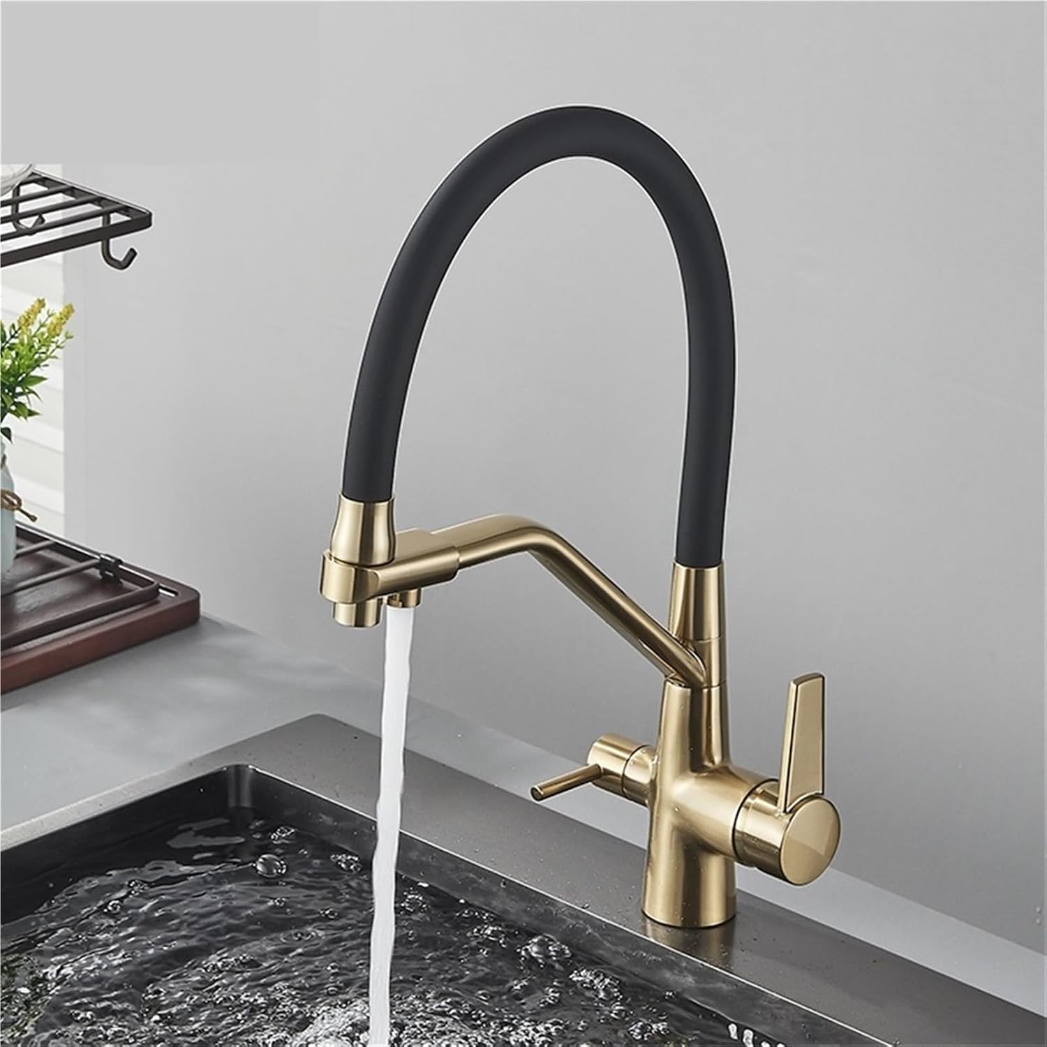 Filter Kitchen Faucet 360 ° Rotation Purification Kitchen Tap Household Sink Washing Faucet(Chrome)