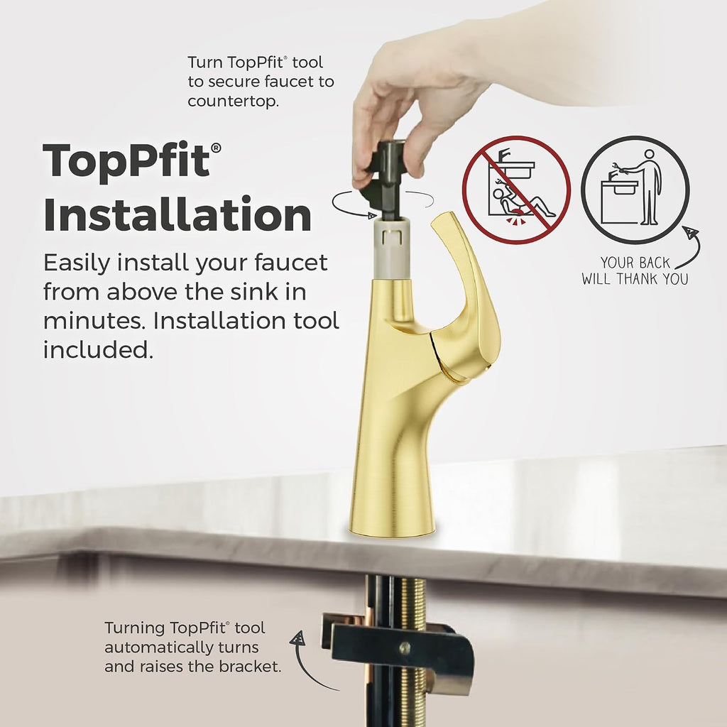 Pfister Talega Pull-Down Kitchen Faucet with Sprayer Brushed Gold Single Handle 3-Hole Installation High Arc Spout 360° Swivel MagnePfit Docking TopPfit Technology