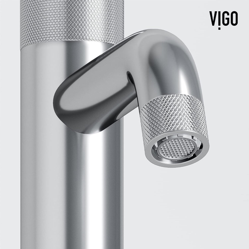 VIGO Apollo Single-Handle Single-Hole Mount Bathroom Sink Faucet, 8-Inch, Chrome, Modern Design, Solid Brass, 1.2 GPM WaterSense & Ceramic Disc Valve, Corrosion-Resistant
