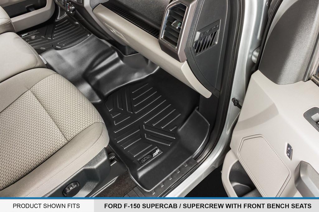 SMARTLINER Custom Fit Floor Mats 2 Row Liner Set Compatible with 2015-2025 Ford F-150