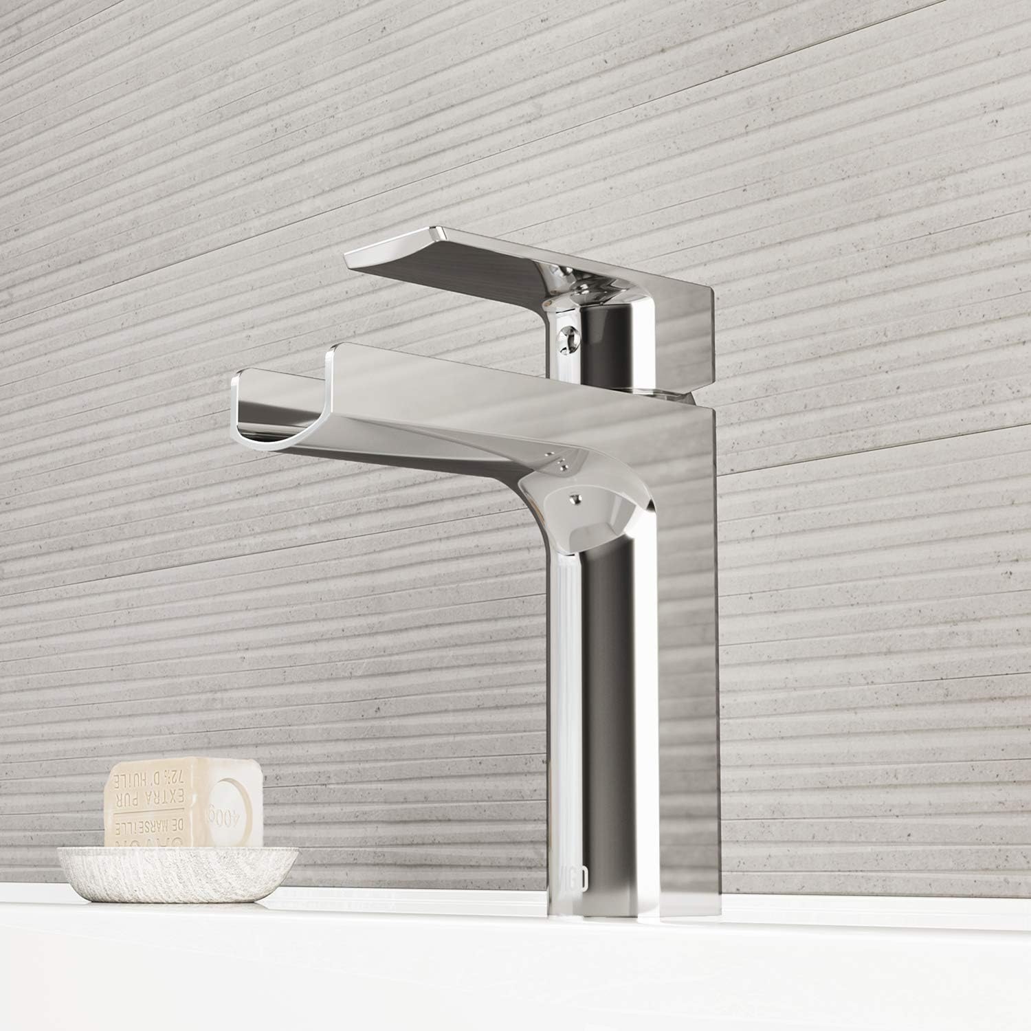 VIGO Ileana Waterfall Single-Handle Single-Hole Mount Bathroom Sink Faucet, 7-Inch, Chrome, Modern Design, Solid Brass, 1.2 GPM WaterSense & Ceramic Disc Valve, Corrosion-Resistant