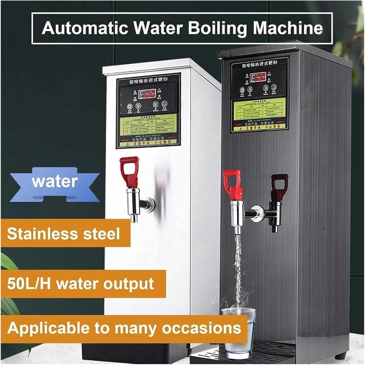 Commercial Electric Water Heater, 13.2 Gal/Hour Tabletop Hot Water Dispenser with Digital Thermostat, Non-Drip Faucet for Restaurants, Coffee Shops, Offices, Bakeries