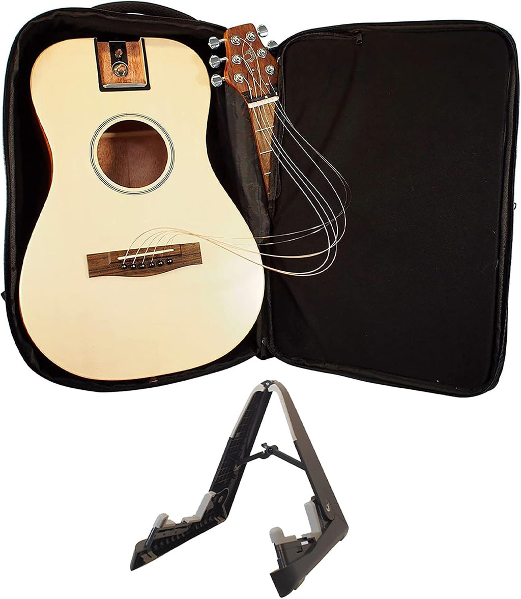 Journey Instruments Solid Sitka Collapsible Travel Guitar with Folding ABS Guitar Stand