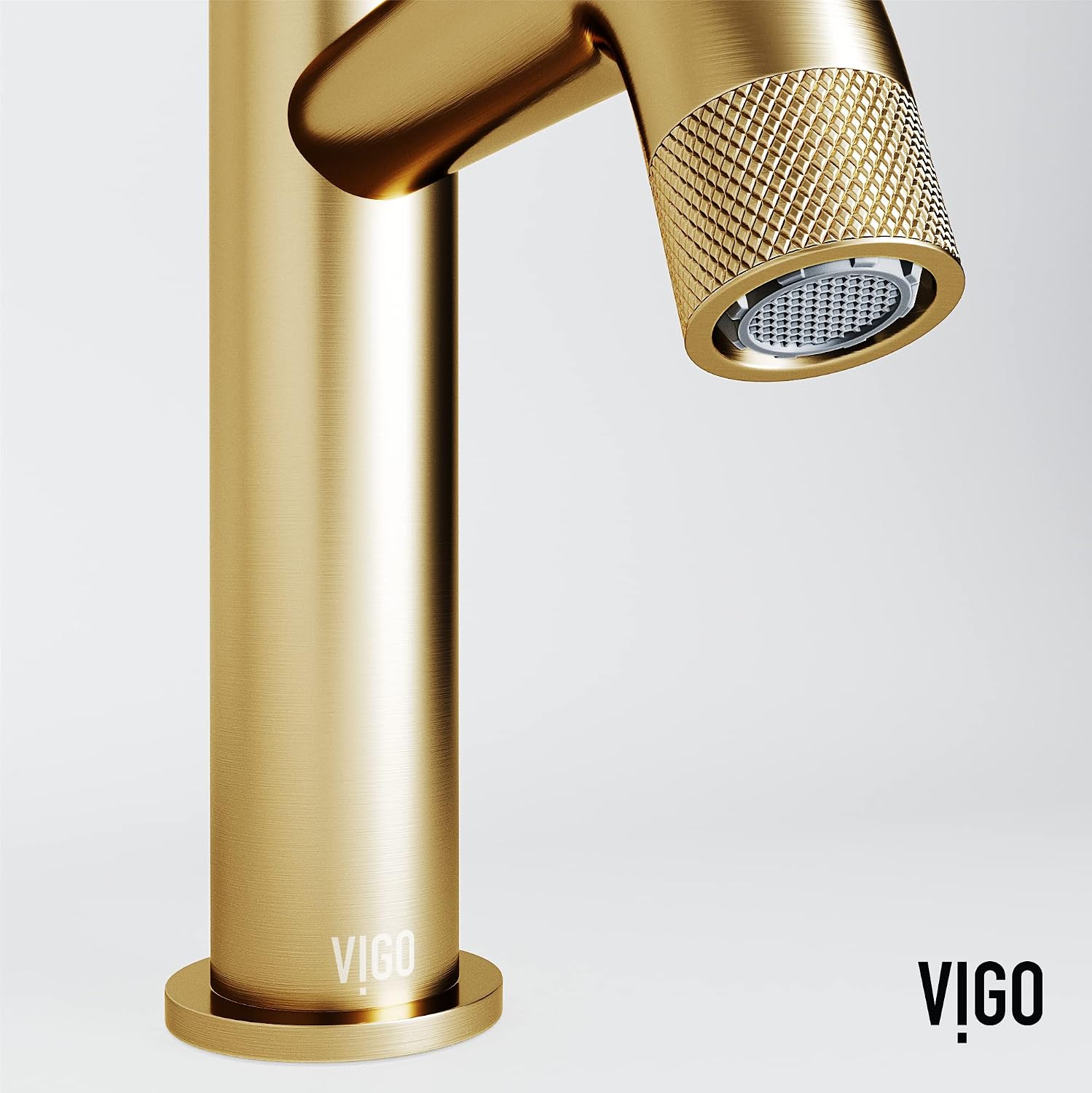 VIGO Apollo Single-Handle Single-Hole Mount Bathroom Sink Faucet, 8-Inch, Matte Brushed Gold, Modern Design, Solid Brass, 1.2 GPM WaterSense & Ceramic Disc Valve, Corrosion-Resistant