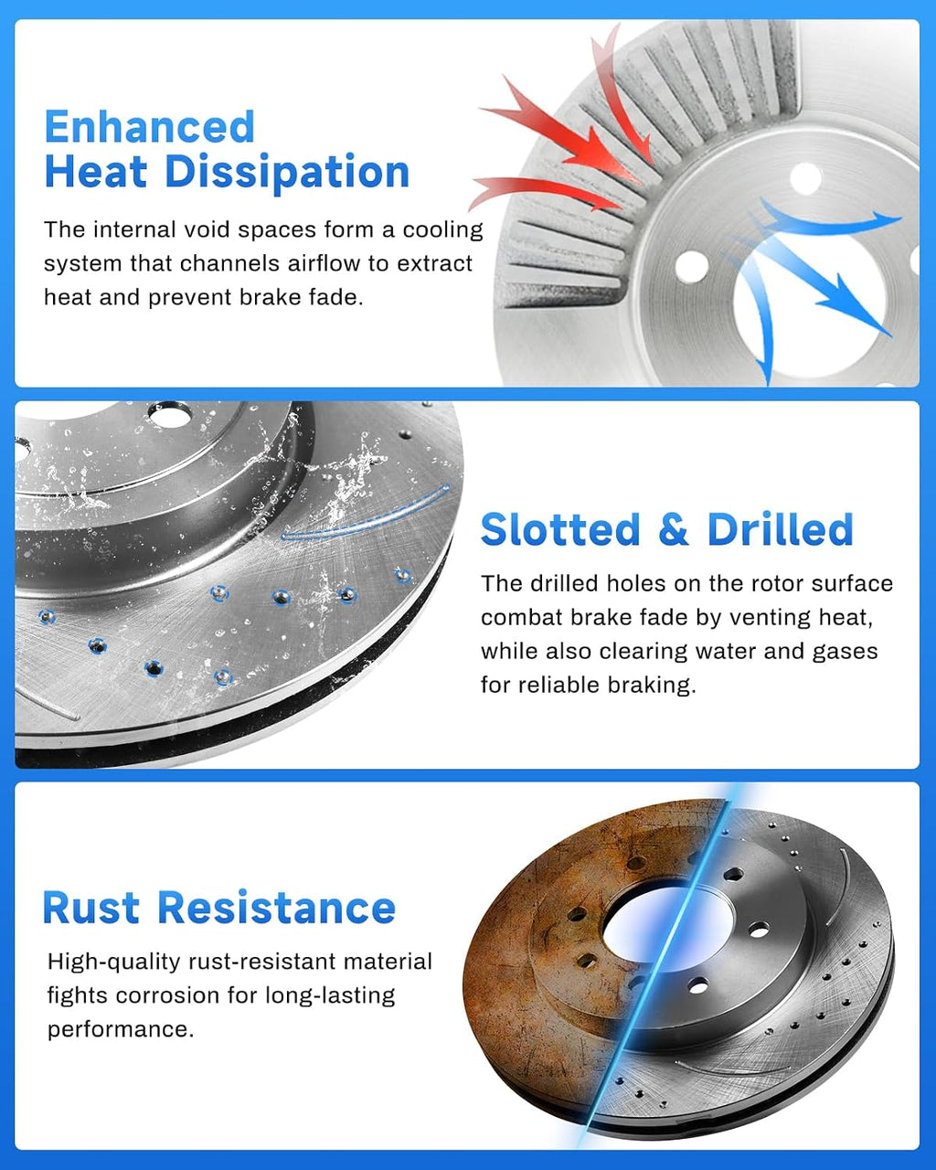 Anpulsero Automotive Replacement Brake Kits Rear Brake Pads and Rotors Kit Compatible with 2007-2013 Chevrolet Silverado 1500, Brakes and Rotors Anti-rust Oil Protected 55133 D1194-8312 （13.6in）