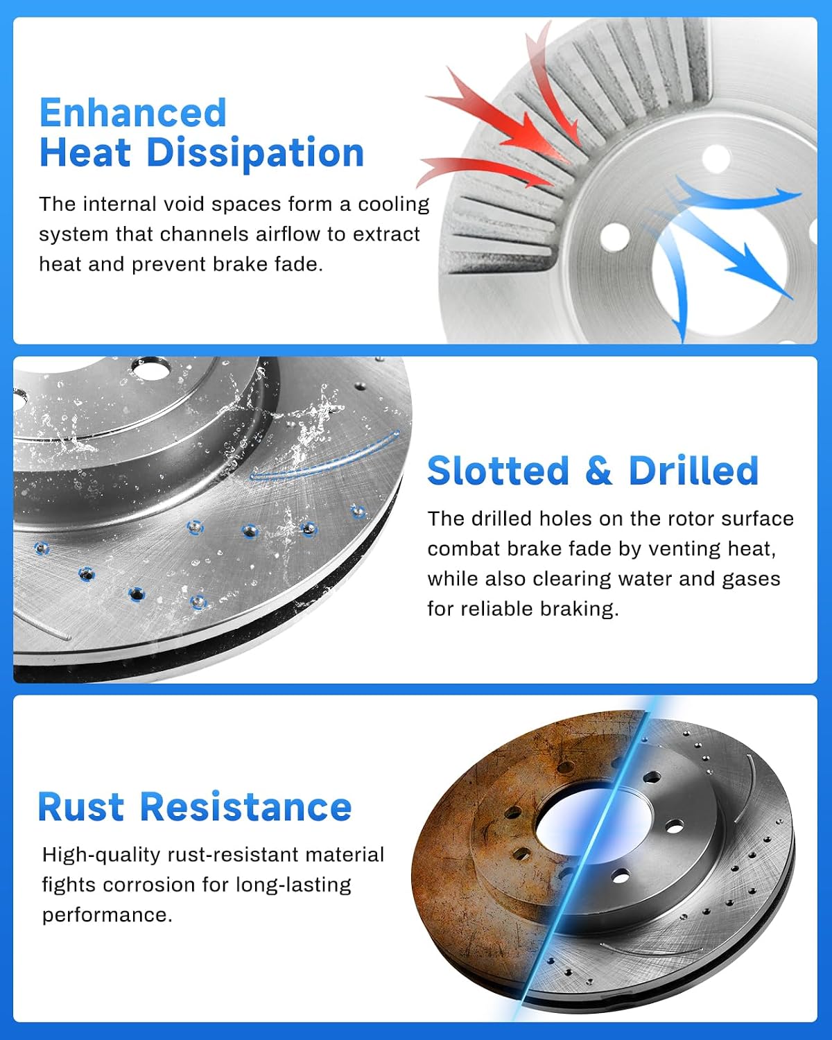 Anpulsero Automotive Replacement Brake Kits Rear Brake Pads and Rotors Kit Compatible with 2007-2013 Chevrolet Silverado 1500, Brakes and Rotors Anti-rust Oil Protected 55133 D1194-8312 （13.6in）