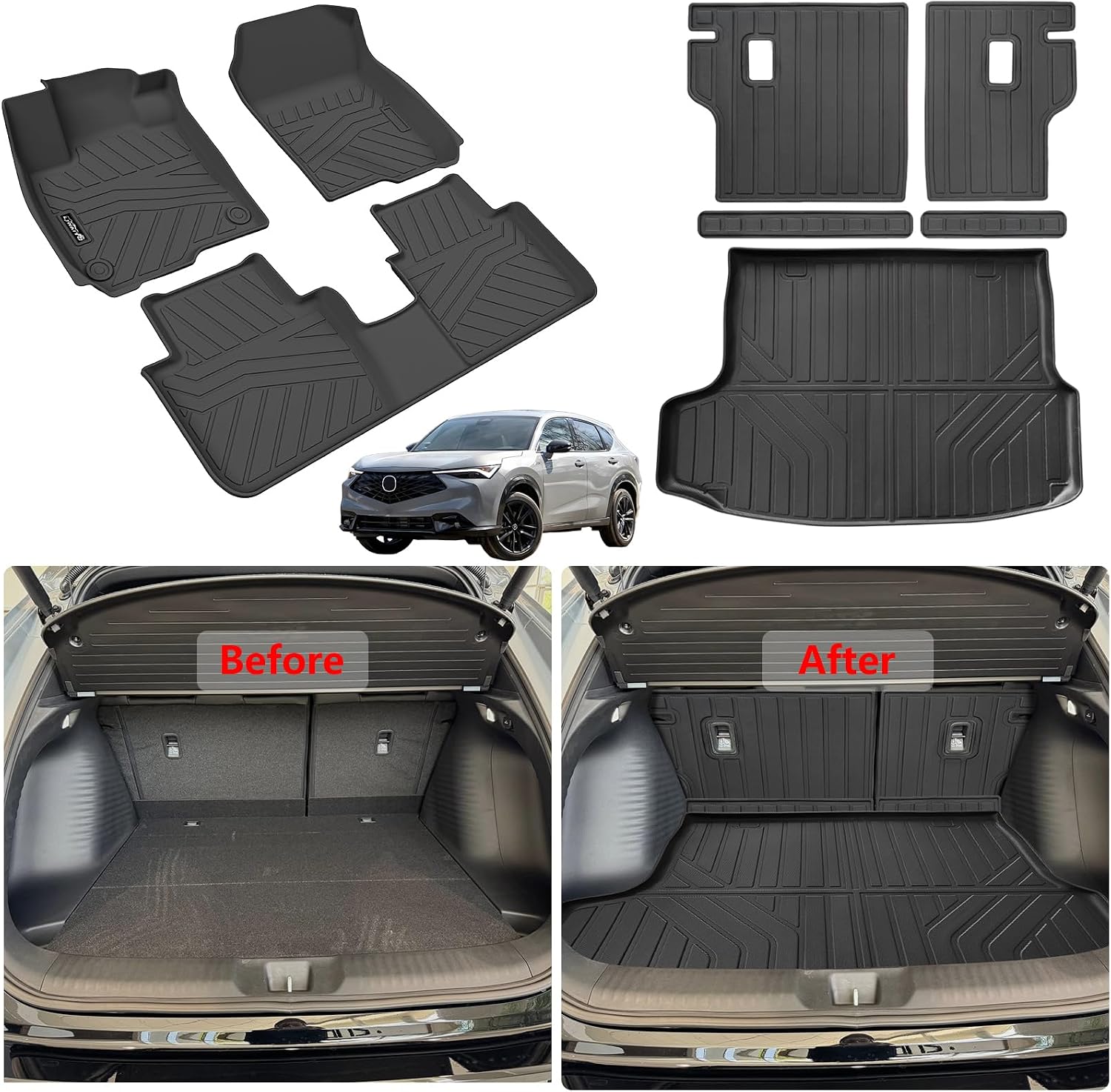 Floor Mat for 2025 2026 Acura ADX Trunk Mat & Backrest Mat，TPE All-Weather Set Cargo Liners Covering The Backrest, Custom Fit Non Slip-car mats Accessories