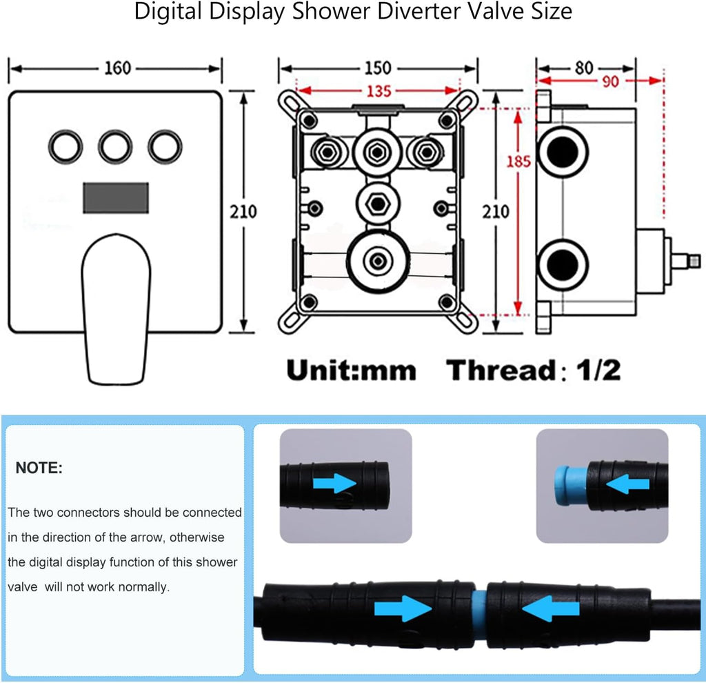 Dual Shower Heads Shower System with 12 Inch Ceiling Rainfall Shower Head and 8 Inch Side Shower Head Digital Display Shower Fixtures Luxury Shower Faucet Set,Brushed Nickel