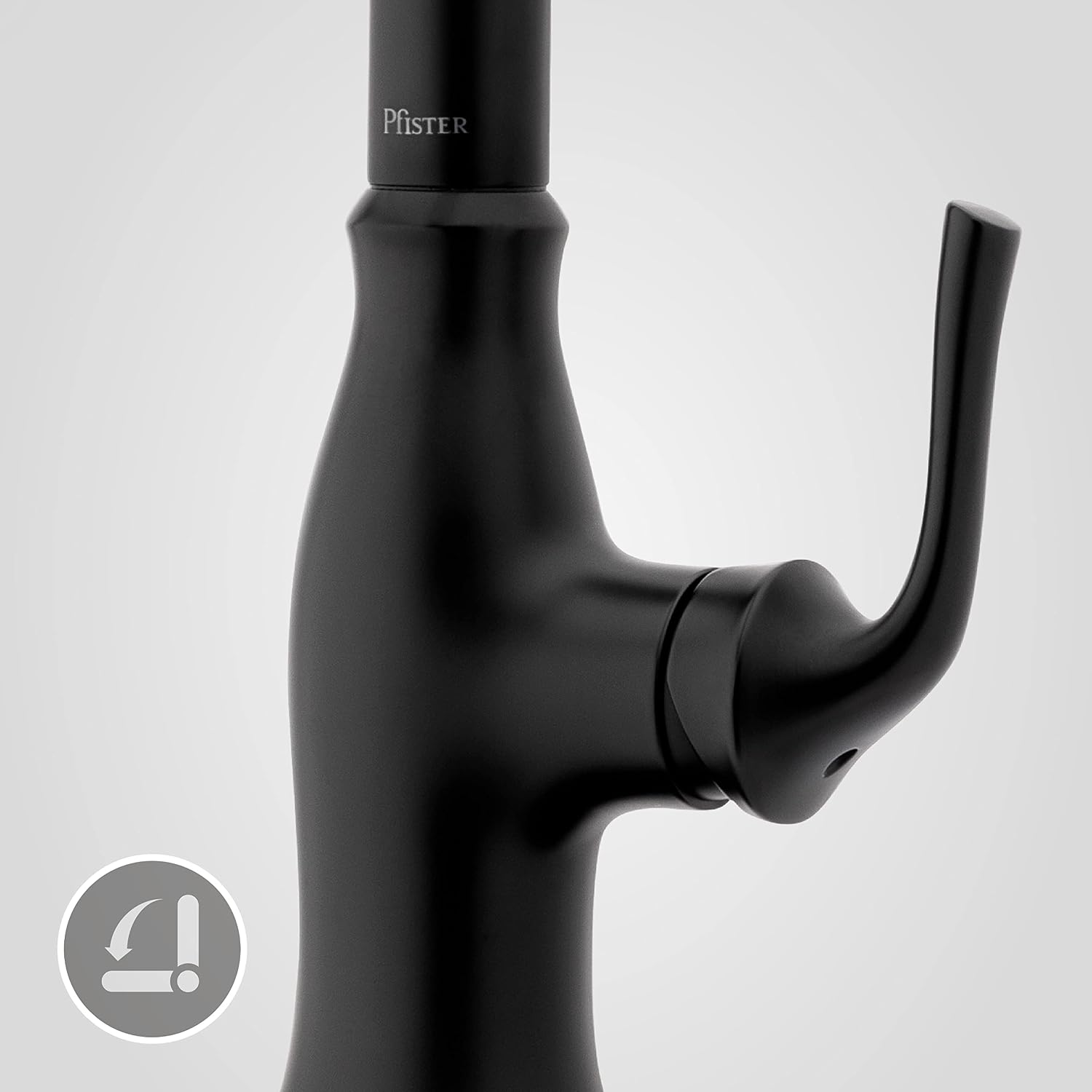 Pfister Rosslyn Kitchen Faucet with Pull Down Sprayer and Soap Dispenser, Single Handle, High Arc, NSF Certified, Matte Black Finish, F5297RSSRB