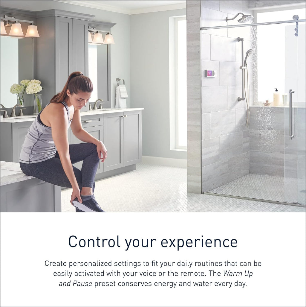 Moen Matte Black Smart Shower 2-Outlet Digital Water System Controller for Thermostatic Shower Valve, TS3302BL