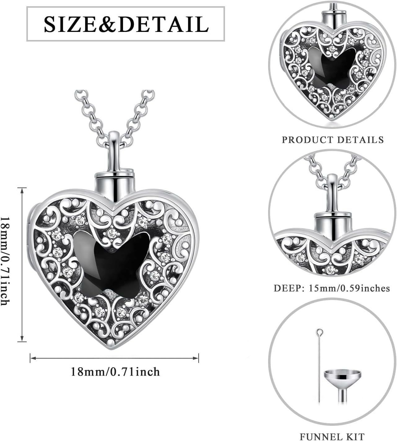 Dorunmo Personalized Heart Urn Locket Necklace for Ashes and Pictures 925 Sterling Silver Customized Locket Memorial Keepsake Cremation Jewelry for Ashes for Women Men Keep Someone Near to You