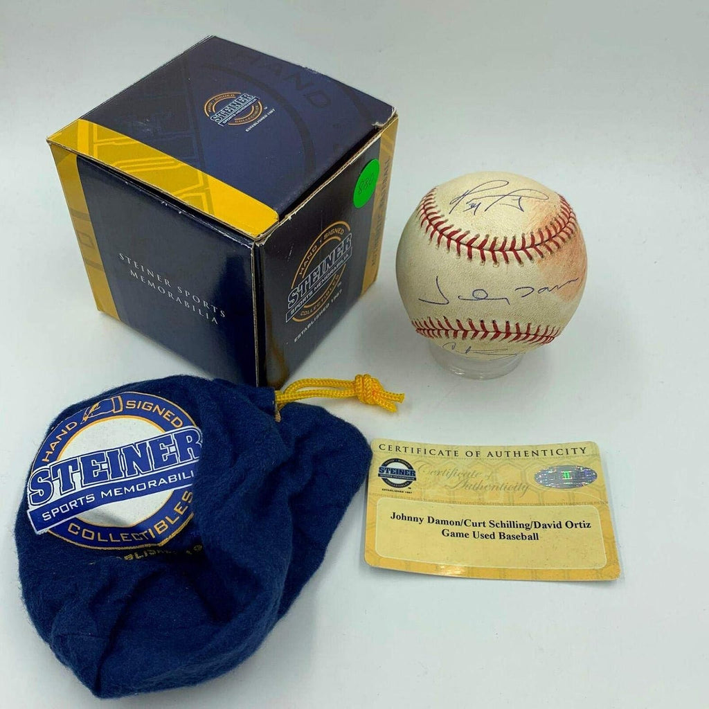Historic 2004 ALCS Game Used Signed Baseball David Ortiz Curt Schilling Steiner - MLB Game Used Baseballs