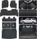 for 2018-2024 Ford Expedition MAX 8 Seats (2nd Row Bench Seat) Floor Mats with Cargo Liners & Backrest Mat,TPE All Weather Protection Full Set Automotive Accessories