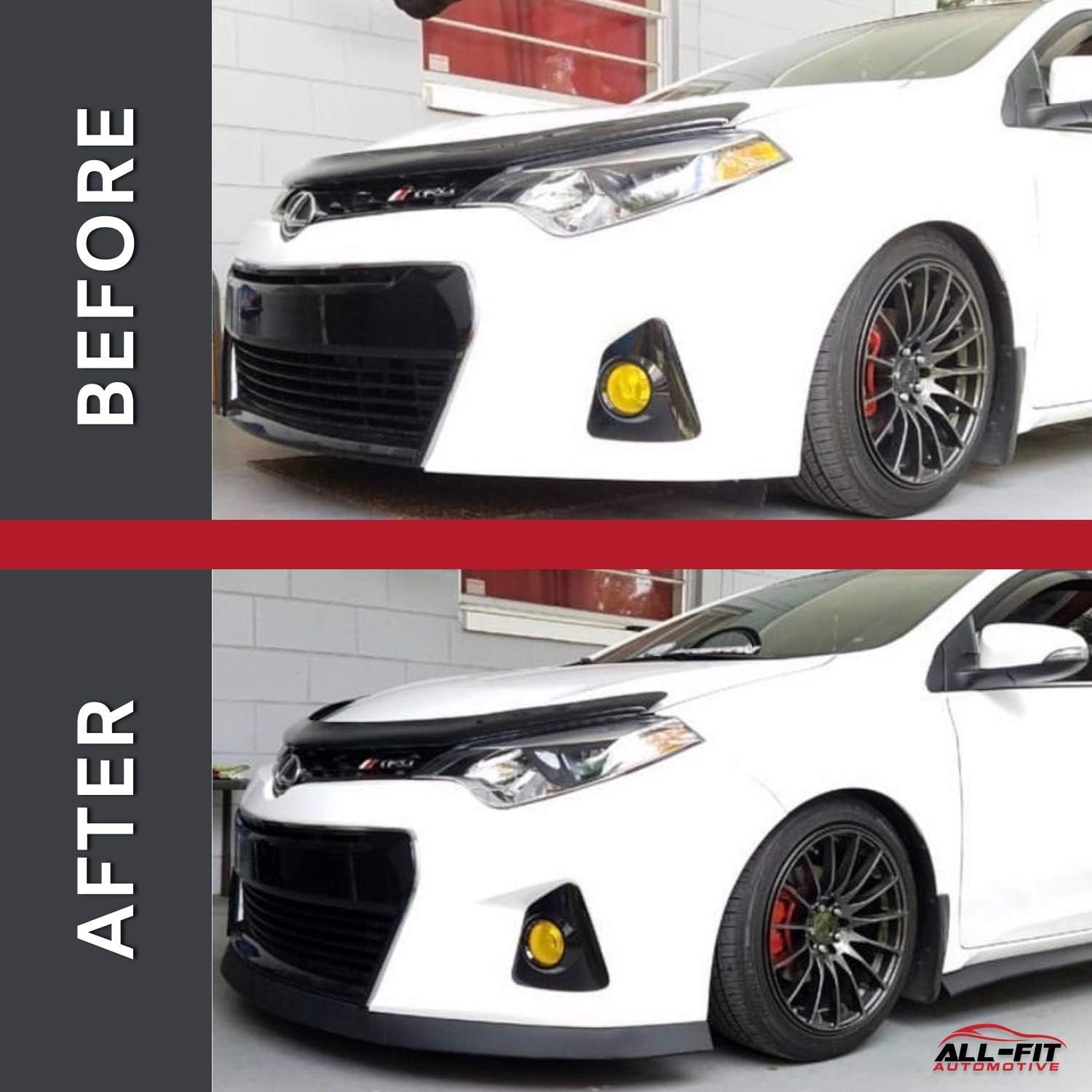All-Fit Automotive Lip Kit – Universal Fit for Style & Protection – Durable, Flexible Material for Bumpers and/or Side Skirts – Easy-to-Install Automotive Exterior Accessories (2.5' W x 9' L, Red)
