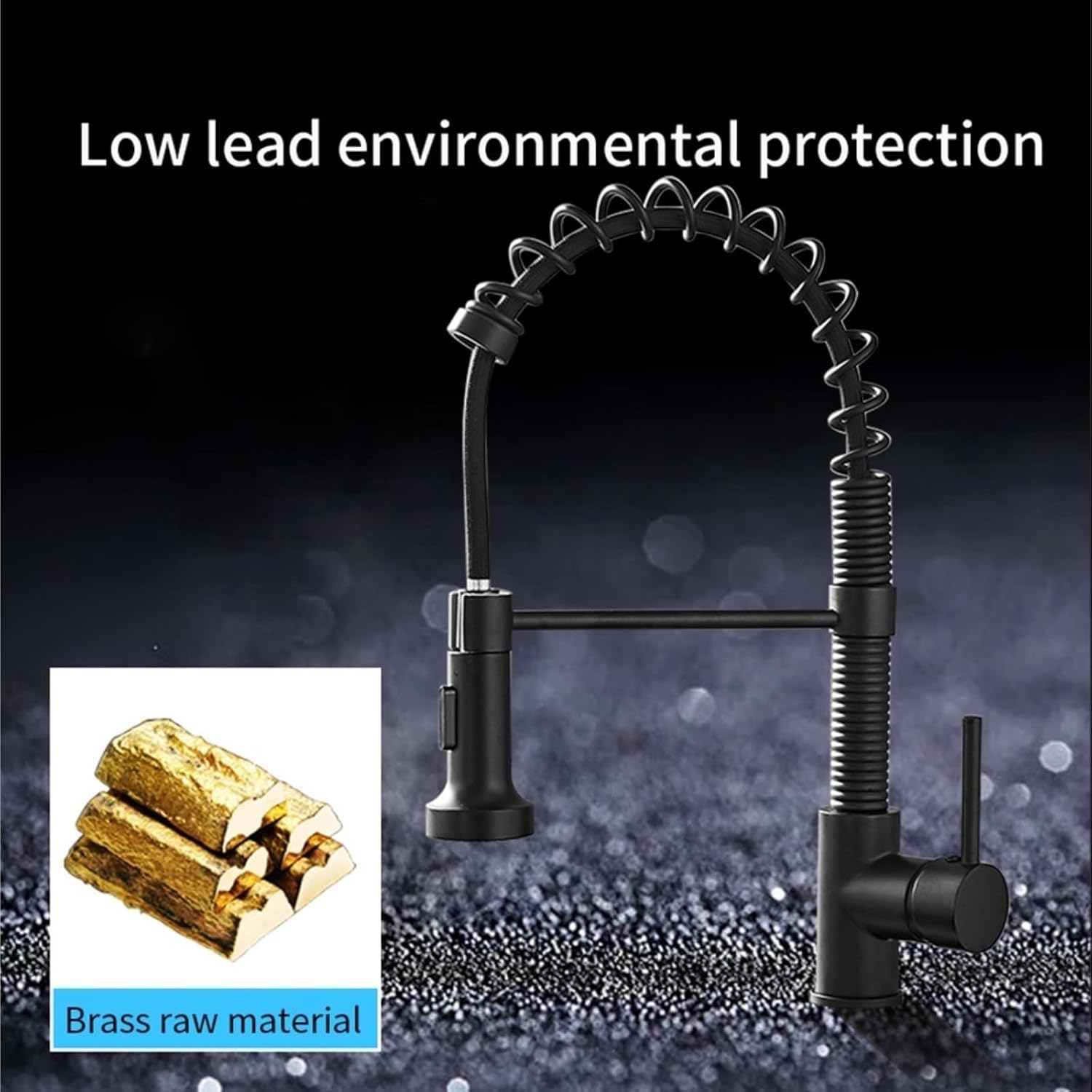 Brass Kitchen Faucet with Pull-Out Spring Spout-Single Lever Hot and Cold Water Mixer Tap(Brushed Nickel)