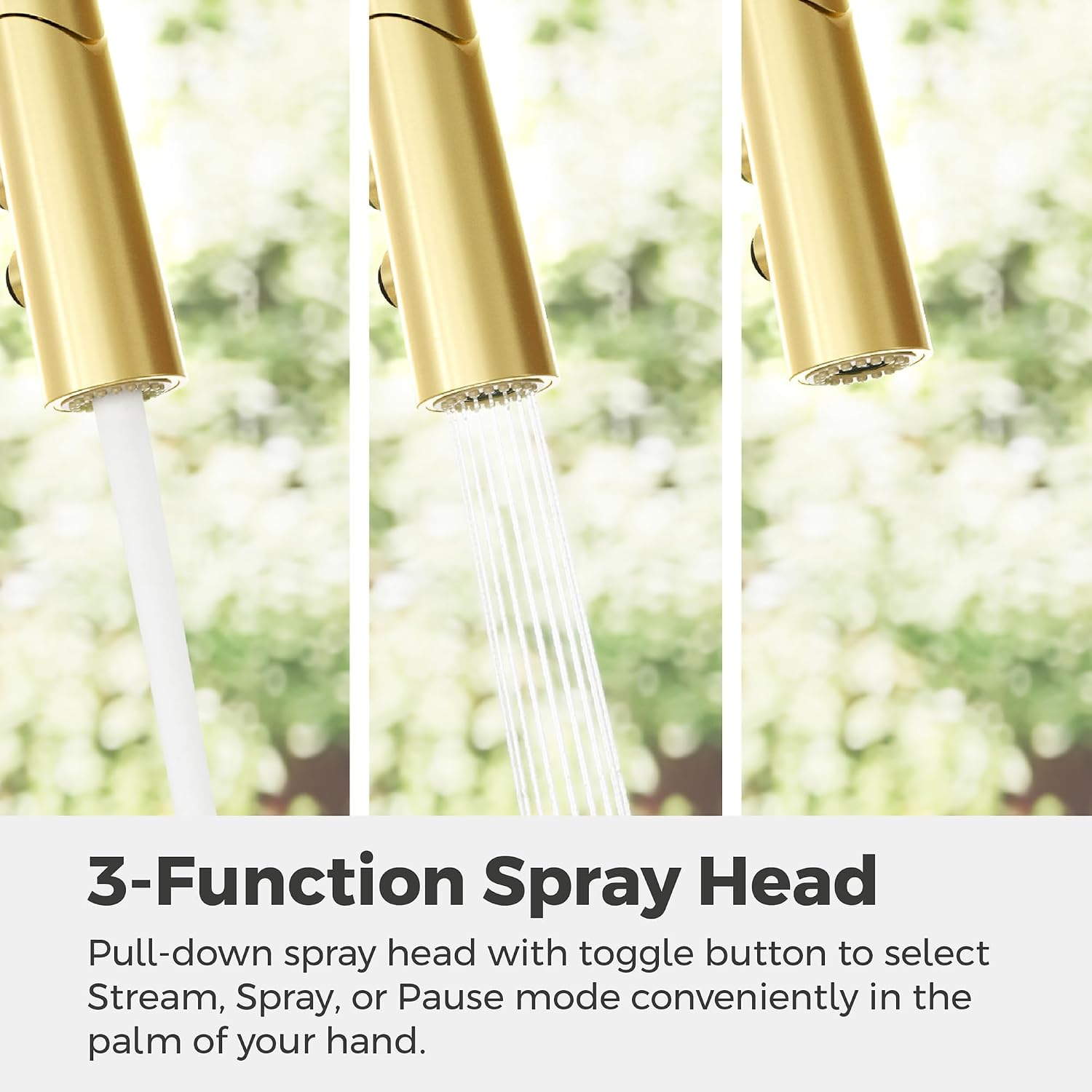 Pfister Tasso Kitchen Faucet with Pull Down Sprayer and Soap Dispenser, Single Handle, High Arc, NSF Certified, Brushed Gold Finish, F5297TSOBG
