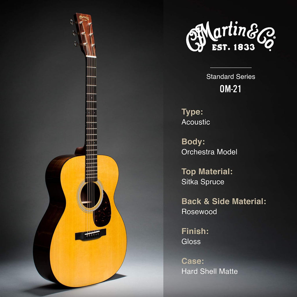 Martin Guitar Standard Series Acoustic Guitars, Hand-Built Martin Guitars with Authentic Wood OM-21