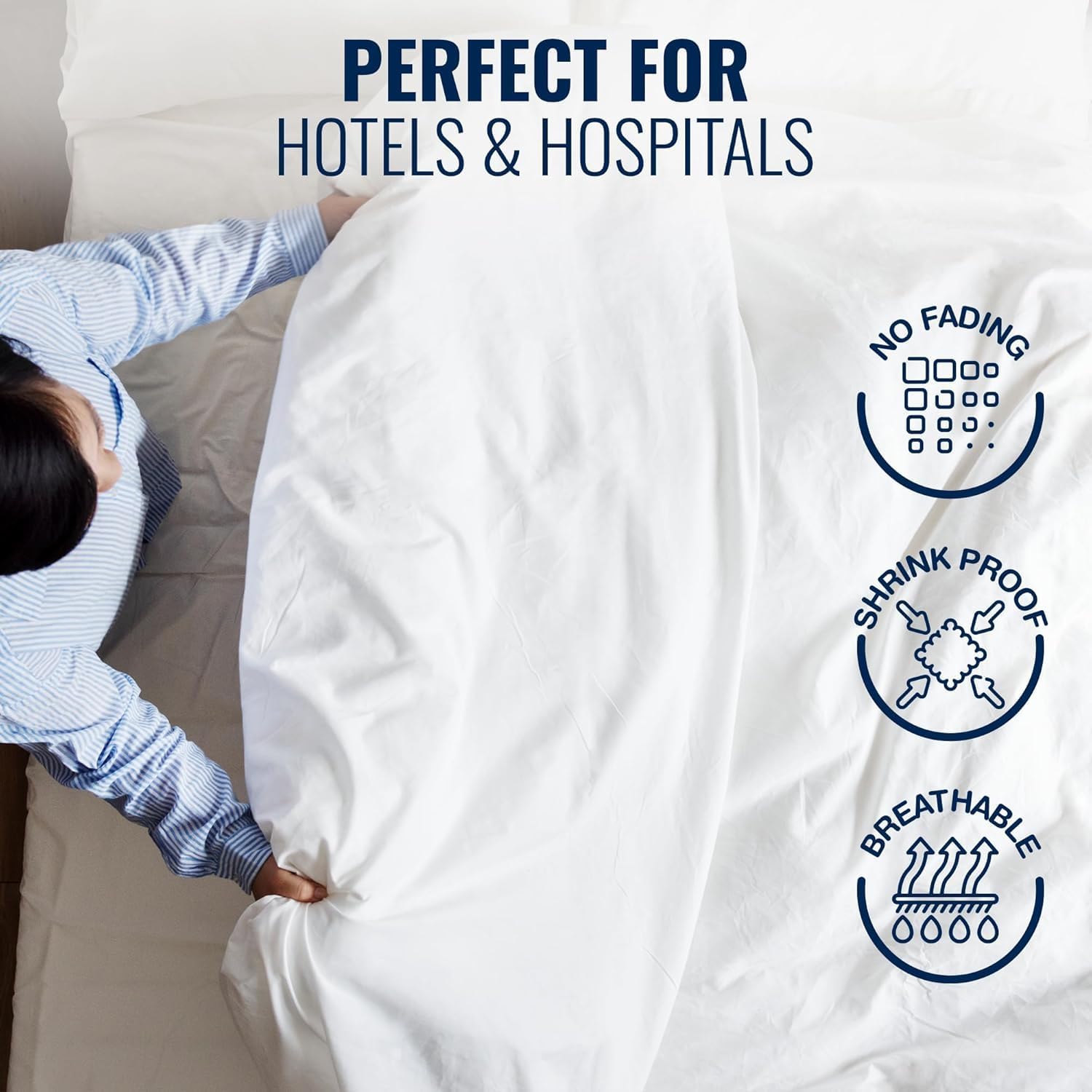 Full Duvet Cover Set of 12 – Premium White Hotel Collection Bedding, Elegant Embroidered Poly-Cotton, 84x94 Inches (Duvet Cover Only)