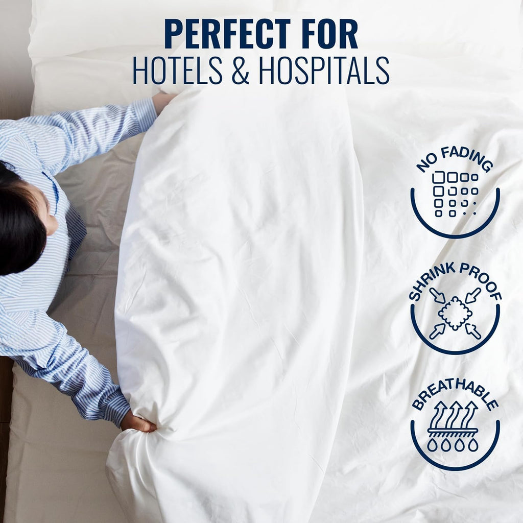 Queen Duvet Cover Set of 12 – Premium White Hotel Collection Bedding, Elegant Embroidered Poly-Cotton, 95x94 Inches (Duvet Cover Only)