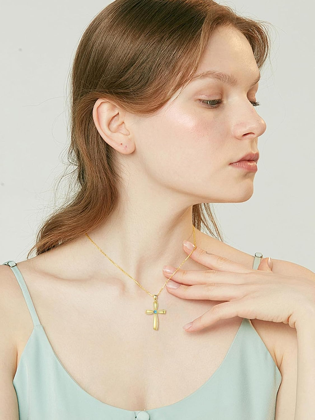 18K Gold Cross Pendant for Women Gold Cross Necklace 18K Gold Jewelry Religious Gift