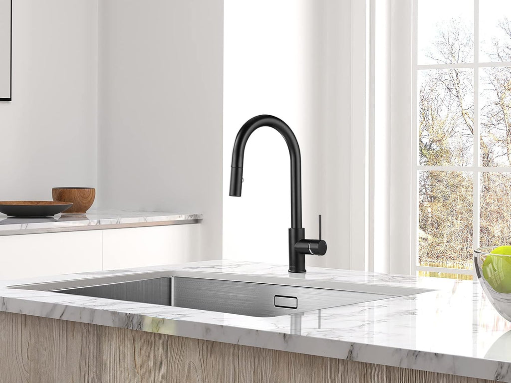 AguaStella AS60MB Matte Black Kitchen Sink Faucet with Pull Down Sprayer Single Handle
