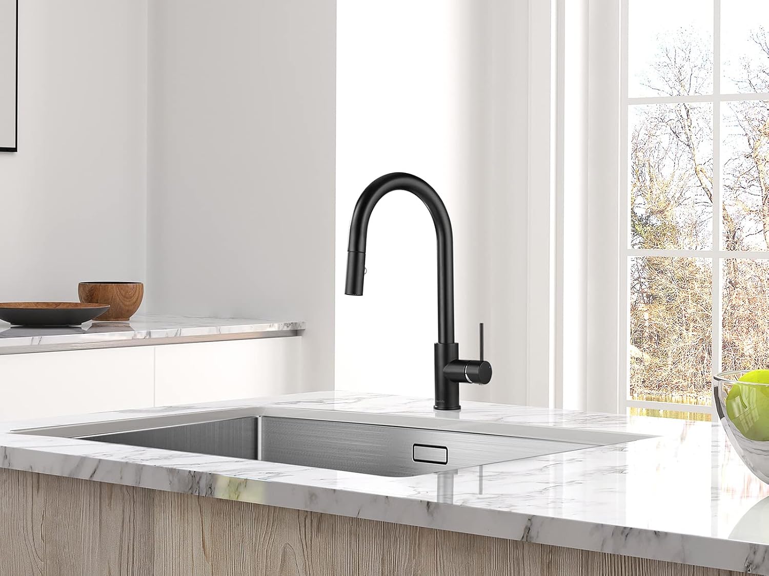 AguaStella AS60MB Matte Black Kitchen Sink Faucet with Pull Down Sprayer Single Handle