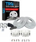 TRQ Performance Front Brake Pad and Rotor Set Ceramic Drilled Slotted G Coated Vented Rotors Calipers Compatible with 2002-2005 Ford Explorer Mercury Mountaineer