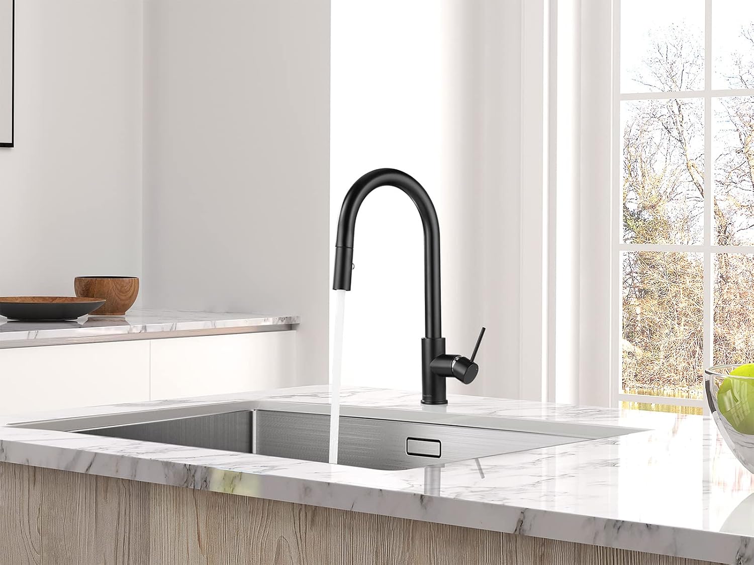 AguaStella AS60MB Matte Black Kitchen Sink Faucet with Pull Down Sprayer Single Handle