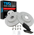 TRQ Performance Front Brake Pad and Rotor Set Ceramic Coated Drilled Slotted Vented Rotors 12.8 in 5-Lug for 2011-2019 Ford Explorer 2009-2019 Flex 2010-2019 Taurus 2009-2012 Lincoln MKS 2010-2019 MKT